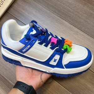 Giày LV Sneakers kiểu dáng thể thao trắng phối xanh dương hàng hiệu - Ảnh 8