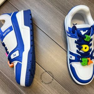 Giày LV Sneakers kiểu dáng thể thao trắng phối xanh dương hàng hiệu - Ảnh 5
