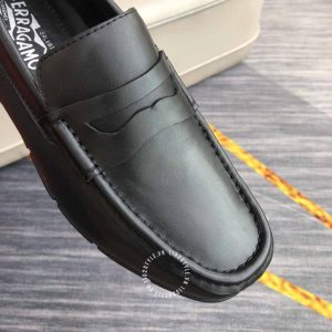 Giày da hàng hiệu nam Salvatore Ferragamo da bò màu đen trơn - Ảnh 5