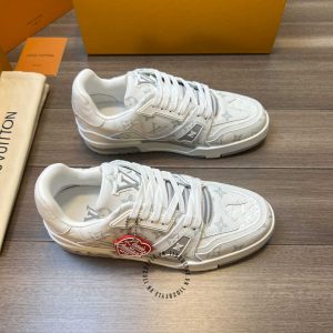 LV Sneakers Louis Vuitton trắng da thật họa tiết monogram sang trọng - Ảnh 2