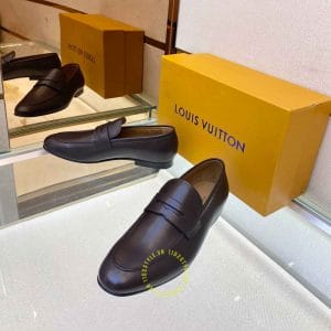 Giày da nam cao cấp Louis Vuitton màu nâu trơn sang trọng - Ảnh 3