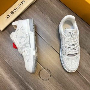 LV Sneakers Louis Vuitton trắng da thật họa tiết monogram sang trọng - Ảnh 4
