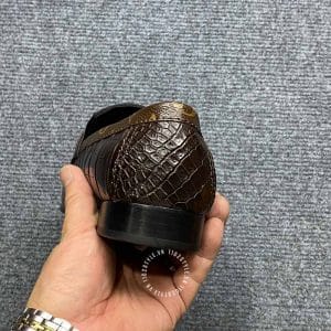 Giày nam cao cấp Louis Vuitton da cá sấu màu nâu logo kim loại - Hình ảnh 6