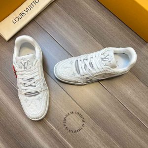 LV Sneakers Louis Vuitton trắng da thật họa tiết monogram sang trọng - Ảnh 5