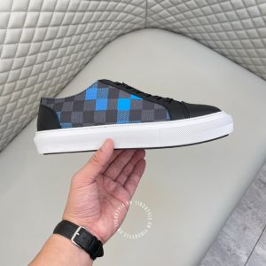 Giày da nam hàng hiệu LV Sneakers màu đen họa tiết caro - Ảnh 5