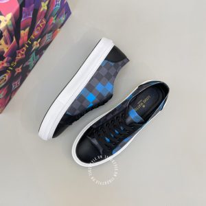 Giày da nam hàng hiệu LV Sneakers màu đen họa tiết caro - Ảnh 3