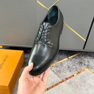 Giày da nam hàng hiệu Louis Vuitton màu đen đế logo nổi - Hình ảnh 7