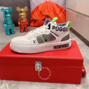 Giày da nam hàng hiệu LV trắng sneaker trắng gót ghi họa tiết - Ảnh 4