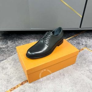 Giày da nam hàng hiệu Louis Vuitton màu đen đế logo nổi - Hình ảnh 5