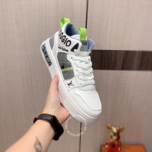 Giày da nam hàng hiệu LV trắng sneaker trắng gót ghi họa tiết - Ảnh 6