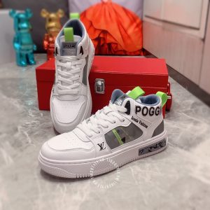 Giày da nam hàng hiệu LV trắng sneaker trắng gót ghi họa tiết - Ảnh 5