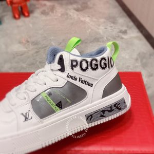 Giày da nam hàng hiệu LV trắng sneaker trắng gót ghi họa tiết - Ảnh 7