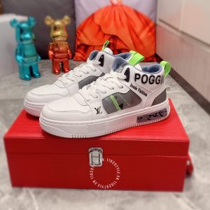 Giày da nam hàng hiệu LV trắng sneaker trắng gót ghi họa tiết - Ảnh 3