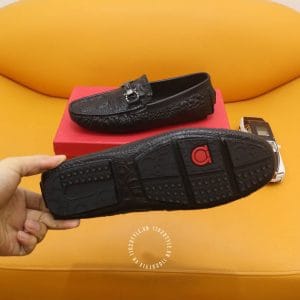 Giày Moca Salvatore Ferragamo nam đen da xịn hàng hiệu giá tốt - Ảnh 8