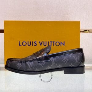 Giày lười Louis Vuitton nam màu đen họa tiết Monogram - Hình ảnh 7