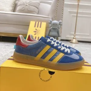 Giày Gucci Sneaker thể thao nam phối màu xanh dương sọc vàng - Hình ảnh 2