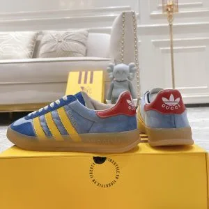 Giày Gucci Sneaker thể thao nam phối màu xanh dương sọc vàng - Hình ảnh 4