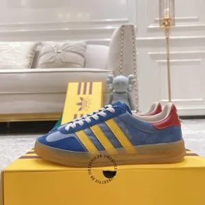 Giày Gucci Sneaker thể thao nam phối màu xanh dương sọc vàng - Hình ảnh 3