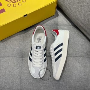 Giày hàng hiệu Gucci Sneaker thể thao nam màu trắng kẻ sọc đen - Hình ảnh 2