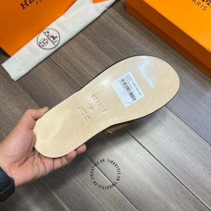 Dép Hermes nam màu cam chỉ nổi hàng hiệu Luxury - Hình ảnh 9