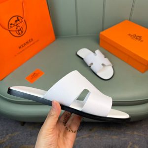 Dép Hermes nam màu trắng da sần cao cấp hàng hiệu luxury - Ảnh 8