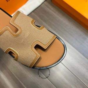 Dép Hermes nam màu cam chỉ nổi hàng hiệu Luxury - Hình ảnh 6