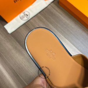Dép Hermes nam màu cam chỉ nổi hàng hiệu Luxury - Hình ảnh 8