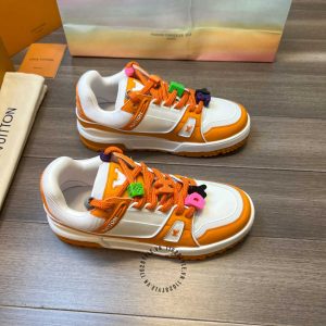 Giày Sneaker Louis Vuitton trắng phối cam dây mới lạ hàng hiệu - Ảnh 2