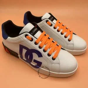 Giầy Dolce & Gabbana Sneaker da bò màu phối màu logo xanh - Hình ảnh 4