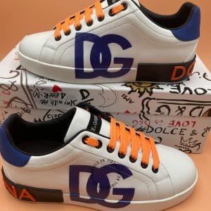 Giầy Dolce & Gabbana Sneaker da bò màu phối màu logo xanh - Ảnh 6