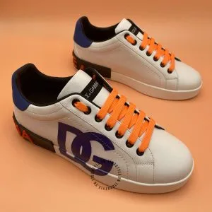 Giầy Dolce & Gabbana Sneaker da bò màu phối màu logo xanh - Hình ảnh 2