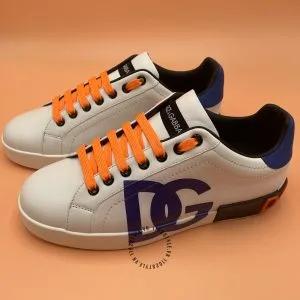 Giầy Dolce & Gabbana Sneaker da bò màu phối màu logo xanh - Hình ảnh 5