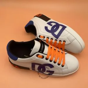 Giầy Dolce & Gabbana Sneaker da bò màu phối màu logo xanh - Hình ảnh 3