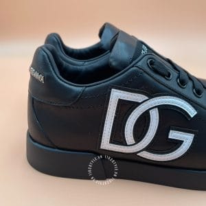 Giầy Dolce & Gabbana da bò màu đen logo trắng dây đen thể thao - Ảnh 6