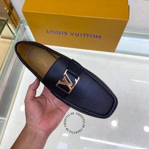 Giày lười nam Louis Vuittton màu đen mũi vuông - Hình ảnh 4