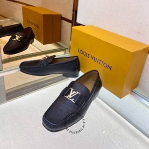 Giày lười nam Louis Vuittton màu đen mũi vuông - Hình ảnh 3