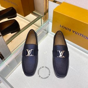 Giày lười nam Louis Vuittton màu đen mũi vuông - Hình ảnh 2