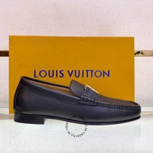 Giày lười nam Louis Vuittton màu đen mũi vuông - Hình ảnh 6