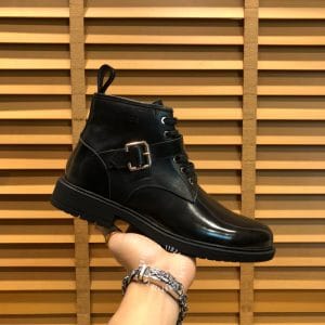 Boot nam Louis Vuitton cổ cao da bóng màu đen khóa cài cao cấp - Hình ảnh 5