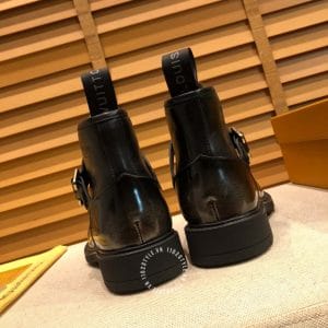 Boot nam Louis Vuitton cổ cao da bóng màu đen khóa cài cao cấp - Hình ảnh 9
