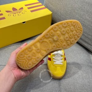 Giày Gucci Sneaker thể thao nam màu vàng họa tiết sọc đỏ dây trắng - Ảnh 9