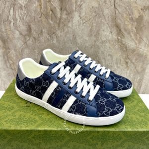 Giày Gucci Sneaker thể thao nam màu xanh họa tiết Monogram - Hình ảnh 2