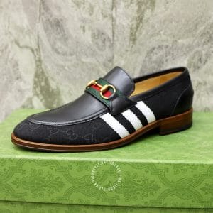 Giày loafer Gucci nam cao cấp đen họa tiết trắng logo vàng - Ảnh 7