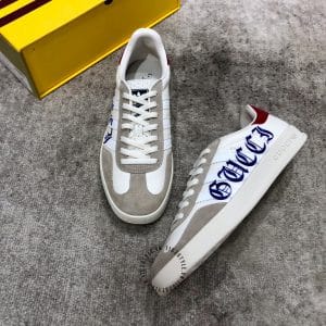 Giày Gucci Sneaker thể thao nam phối màu trắng ghi logo xanh - Hình ảnh 2