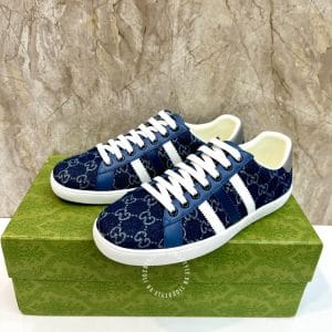 Giày Gucci Sneaker thể thao nam màu xanh họa tiết Monogram - Hình ảnh 3