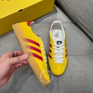 Giày Gucci Sneaker thể thao nam màu vàng họa tiết sọc đỏ dây trắng - Ảnh 3