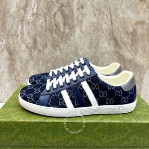 Giày Gucci Sneaker thể thao nam màu xanh họa tiết Monogram - Hình ảnh 4