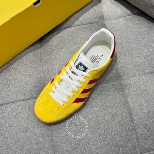 Giày Gucci Sneaker thể thao nam màu vàng họa tiết sọc đỏ dây trắng - Ảnh 5