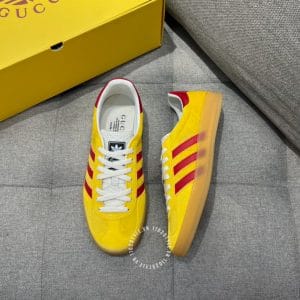 Giày Gucci Sneaker thể thao nam màu vàng họa tiết sọc đỏ dây trắng - Ảnh 2