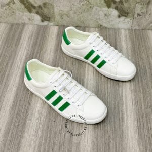 Giày Gucci thể thao nam màu trắng họa tiết sọc xanh lá - Hình ảnh 3